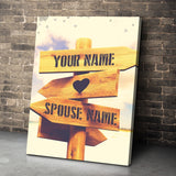 Custom Personalized Direction of Love Canvas Set
