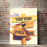 Custom Personalized Direction of Love Canvas Set