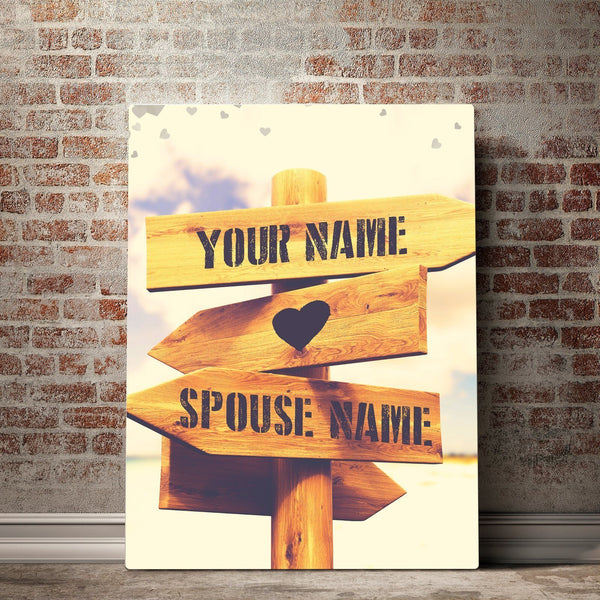 Custom Personalized Direction of Love Canvas Set